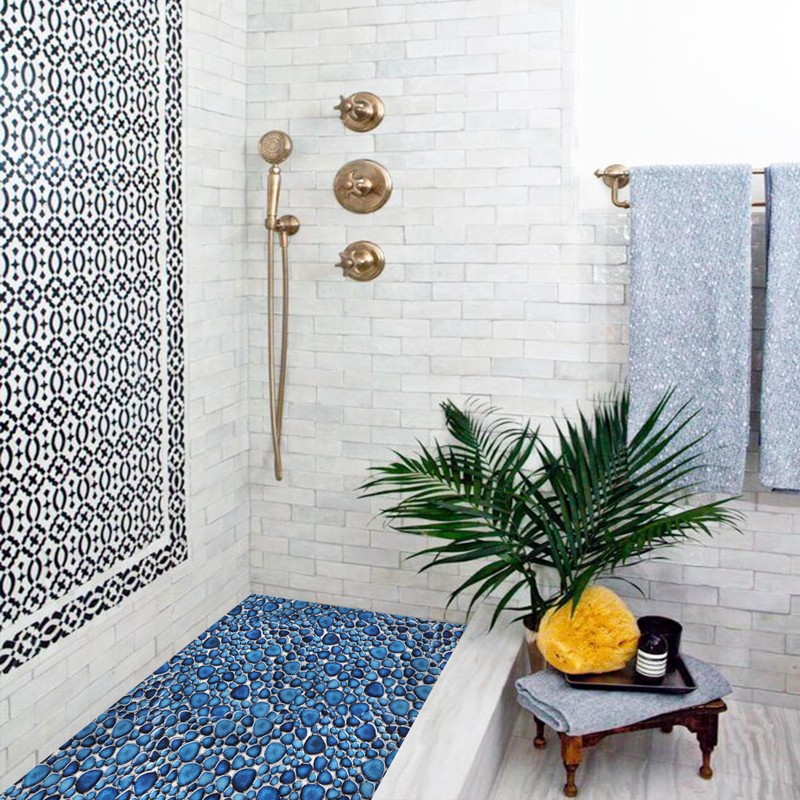 Elephantile Cobalt Blue Pebble Tiles for Shower Floor Bathroom Floor