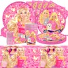 Babioms Princess Party Tableware Birthday 51 Pieces Barbi Birthday Decoration