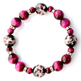 Gold Stone Luminous Firefly Glass Pink Bracelet, Okinawa, Souvenir, Power Stone, Inner Diameter: Approx. 5.9 inches (15 cm), Glass Stone Iron Silver