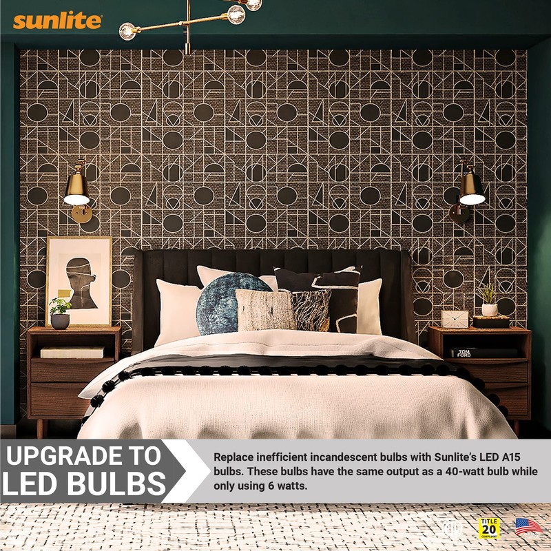 Sunlite 45162 LED A15 Appliance Clear Light Bulb, 6 Watts
