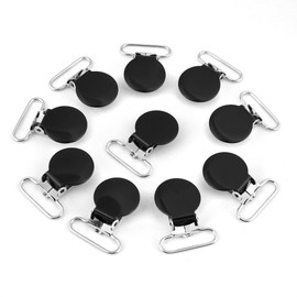 Suspender Clips, 10Pcs 25mm Durable Round Suspender Braces Pacifier Strap Holder Clip DIY Making Supplies(Black)