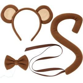 Tedercle 3 Pack Monkey Ears Headband Bow Tie and Tail Set