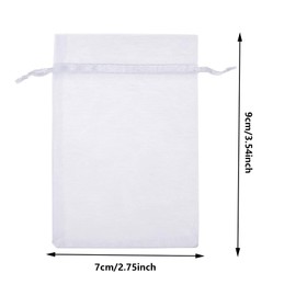 Organza Gift Bags,Organza Bags, 100Pcs White Organza Drawstring Bags,Mesh Jewelry Pouches,for Jewelry Party Wedding Favor Party Festival Gift Bags Candy Bags(7x9cm)