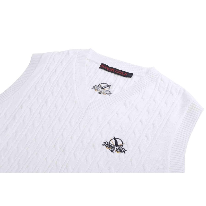 HONOR GOLF Men's V-Neck Knit Golf Vest, 100% Cotton, Plain,
