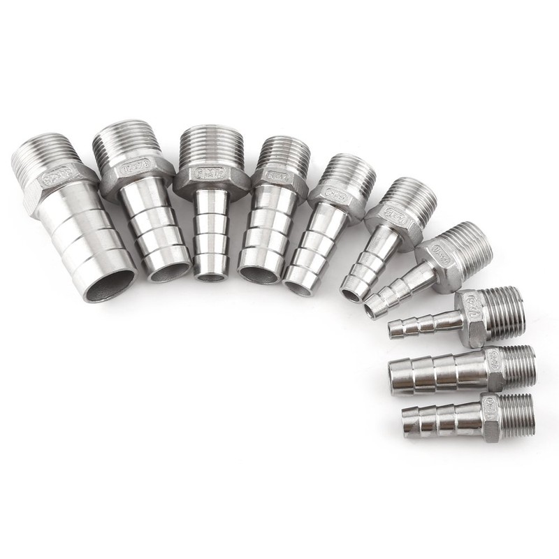 SS304 Male Thread Pipe Fitting Barb Hose Tail Connector Stainless