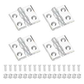sourcing map Small Acrylic Hinges Plastic Clear Hinge 35 x 30mm Continuous Piano Folding Hinges with Hole and Screw for Aquarium Lid Crafts Display Stand Pack of 4 Transparent
