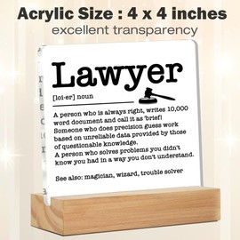 Lawyer Gifts for Women Men, Law School Graduation Gifts Thank You Gifts for Lawyer, Lawyers Definition Acrylic Desk Plaque Sign Law Office Decor 4 x 4 Inches