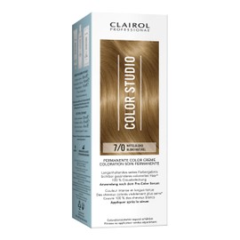 Clairol Professional Color Studio Permanent Hair Colour Medium Blonde 7/0 (110ml) - With Metal Purifier for 6x Less Breakage, 10 Weeks Rich Colour Result & 100% Grey Coverage - Includes Hair Treatment