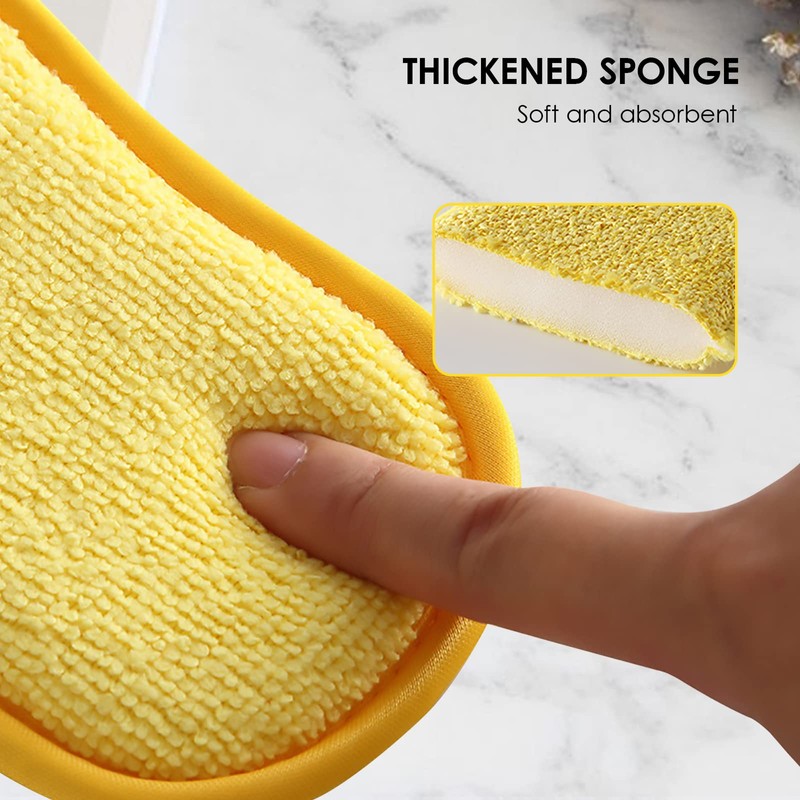 Antibacterial Microfibre Cleaning Sponges 5 Pieces Microfiber Dishwashing Sponge Refill