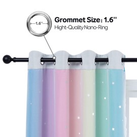 Anjee Star Curtains for Kids 2 in 1 Double Layer Blackout Curtains Grommets Top Star Cutout Ombre Rainbow Curtains Sheer for Living Room Girls Bedroom 2 Panels in 52 x 84 inch, Pink and Yellow