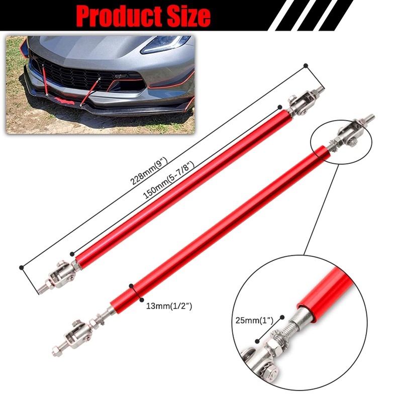DREAMOTOR 2PCS 8"-11" Adjustable Front Bumper Lip Splitter Diffuser Strut