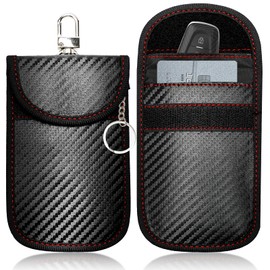 Faraday Bag for Key Fob (2Pack), Car RFID Signal Blocking Pouch, Carbon Fiber Key Fob Bag, Car Key Signal Blocking Bag, Anti-Hacking Case Blocker (Black)