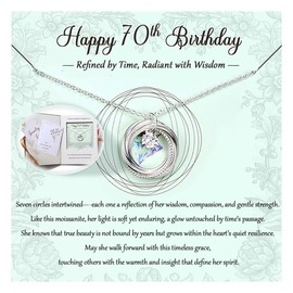 Krfy Birthday Gifts for Women Unique - 925 Sterling Silver Necklace with Moissanite 70th Birthday Gifts for Women 70 Years Old Birthday Card Present for Her Mom Grandma Friend Female Turning 70s