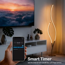 DAYCENT RGBWIC Floor Lamp Modern LED Corner Lamps 1500 Lumen Smart Floor Lamps with Remote and 16 Million DIY Colors, Music Sync Standing Lamp for Living Room Bedroom Home Decor, Gold Finish