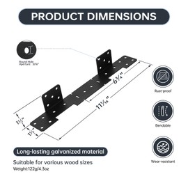 MOZCORN 4Pcs Adjustable Stair Stringer Connector, Concealed Deck Staircase Stringer Connector, 18-Gauge Metal Stringer Mounting Brackets, Black