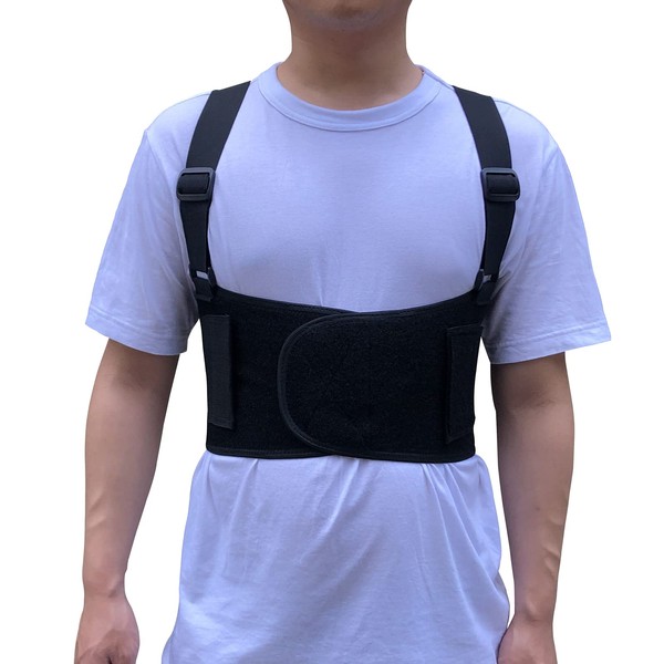 Jeelathy Rib Brace Chest Binder Belt for Men and Women, Breathable Rib Support Wrap for Cracked, Fractured or Dislocated Ribs Protection, Compression Rib Cage Brace for Bruised or Broken Ribs (Large)