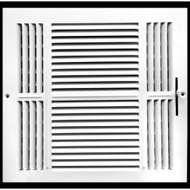 HVAC Premium 12''w X 12''h 3-Way AIR Supply Grille - Vent Cover & Diffuser - Flat Stamped Face - White [Outer Dimensions: 13.75''w X 13.75''h]
