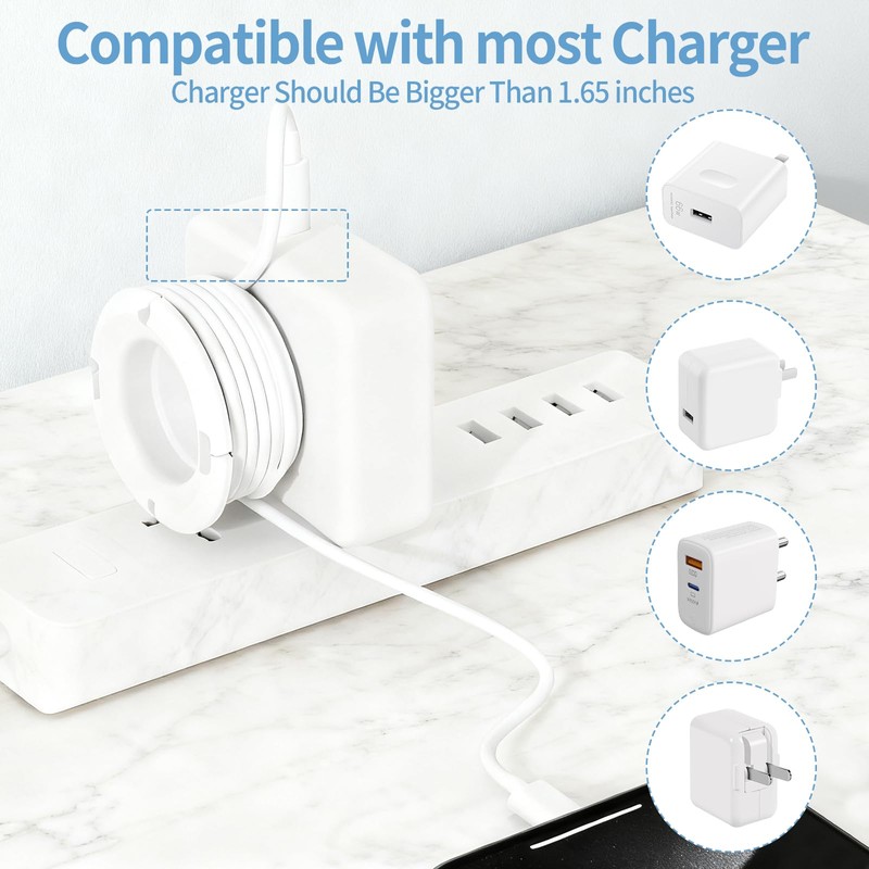 3-Pack Silicone Foldable Charger Cord Organizer, Collapsible Cable Winder