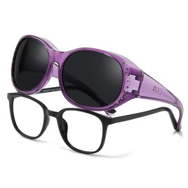 TJUTR Sunglasses Fit Over Glasses for Women, Trendy Oversized Sun Glasses Wrap Around Shades Polarized UV400 Protection-V8