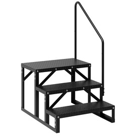 GarveeTech 3 Step RV Steps with Handrail, 660 lbs RV Stairs Handrails Ladder with Anti-Slip Panel, Portable Stairs Steps for RV, Mobile Home, Hot Tub, Outdoor