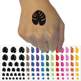 Palm Leaf Tropical Temporary Tattoo Water Resistant Fake Body Art Set Collection - White (One Sheet)