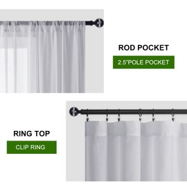 Hiasan Sheer Curtains for Living Room with Tiebacks, Light Filtering Airy Voile Drapes with Rod Pocket Window Curtains 2 Panels for Bedroom, Grey, W42 x L63