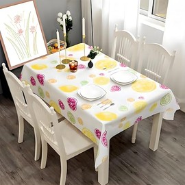 yayafunfun Plastic Tablecloth 1pc 137 * 180cm Waterproof Lemon PVC Table Cloth Wipeable Table Cover Rectangular,Fruit Cover Wipe Clean Tablecloth Oil Cloth Outdoor Indoor Tablecloth for Party,Picnic