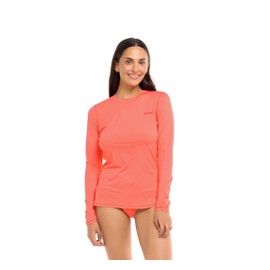 Eidon Women's Standard Sun Seeker Long Sleeve Rashguard with UPF 50, Flamingo