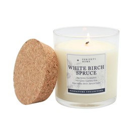 PERIPETI Home White Birch + Spruce Scented Candle - Classic Wick, 8.5oz Natural Soy Wax for Fresh Forest Aromatherapy - Long-Lasting Woodsy Fragrance for Home or Cabin