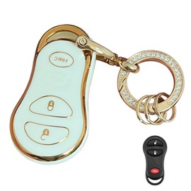 Rilnaewn Soft TPU for Jeep Key Fob Cover Fits for 1999-2004 Jeep Grand Cherokee Chrysler 300M Dodge Intrepid Smart Keys (3-Button-White)