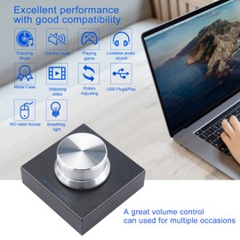 VBESTLIFE USB Volume Control, Knob One Key Mute Multimedia Volume Adjuster for PC Computer Speaker Audio, Plug and Play