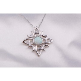 YMHOP Witches Knot Necklace Nudo De Bruja Pendant Original Tetragrammaton Amuleto de Proteccion 925 Sterling Silver Wicca Moon Irish Celtic Jewelry for Women (C-nec)