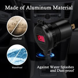 GOBGOD USB C Car Charger Socket 12V/24V USB C Outlet Dual 45W PD Type C & 18W QC3.0 Port with LED Voltmeter Red