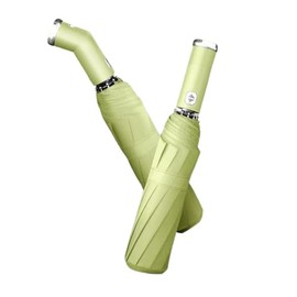 Fully Automatic 3-Fold Umbrella with LED Flashlight – Windproof, UV Protection, Reverse Folding, Compact Travel Size for Business and Outdoor Use (Green, 23")