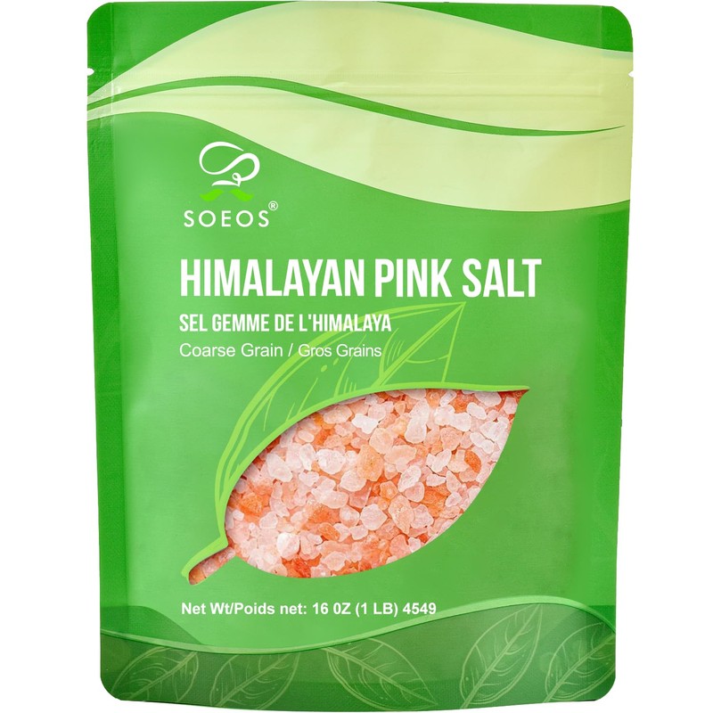 Soeos Himalayan Pink Salt, Coarse Grain, 16 Oz (1 Pound),
