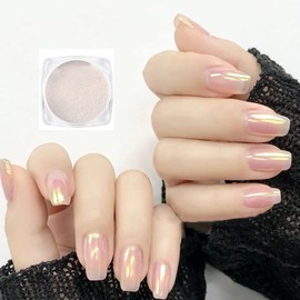 2 Pcs White Iridescent Nails Powder Aurora Chrome Powder for Nails,Mermaid Chrome Nail Pearl Powder Chameleon Chrome Nail Powder Manicure Pigment