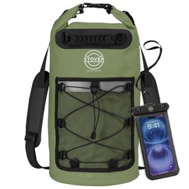 STOVER 30L Dry Bag Backpack with Waterproof Phone Pouch - Green