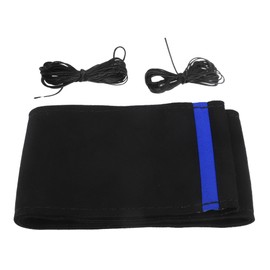 A ABSOPRO Car Hand Sewn DIY Steering Wheel Cover Breathable Comfortable 38cm Stitch on Wrap Cover Suede Red Black Stitches Black