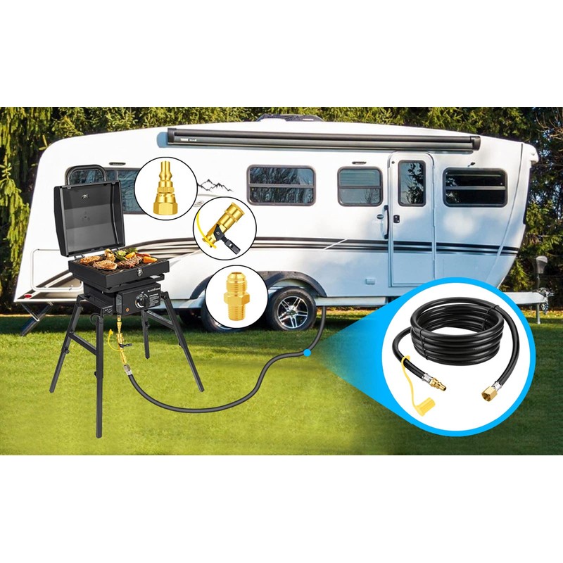 MCAMPAS 1/4" Propane Quick Connect Adapter Kit Converter 3/8" Female