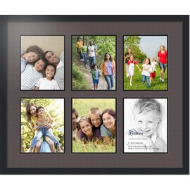 Art to Frames Double-Multimat-1055-119/89-FRBW26079 Collage Photo Frame Double Mat with 6-8x10 Openings and Satin Black Frame