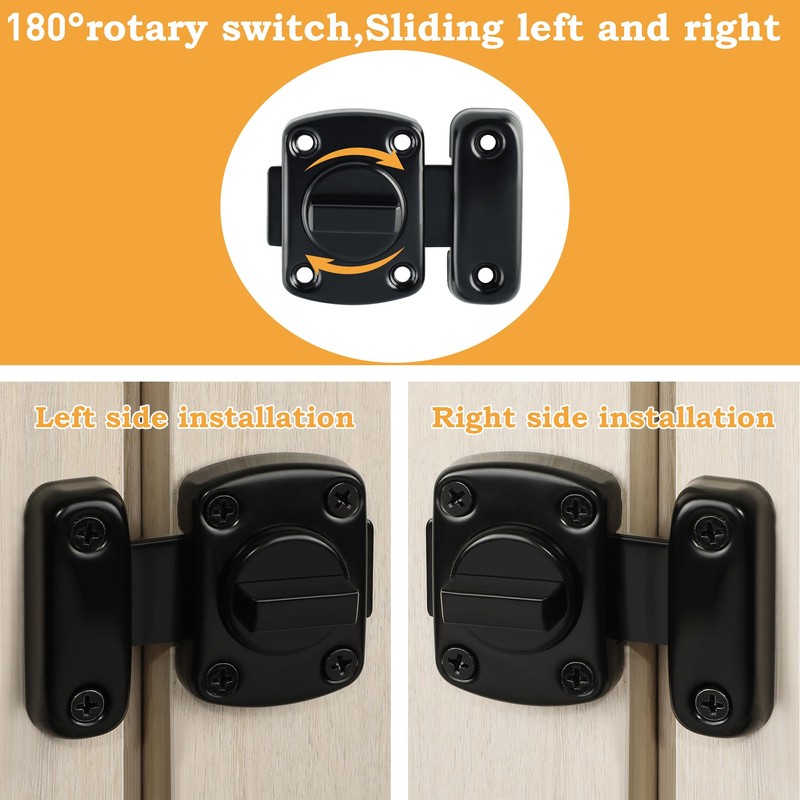 Alise Gate Latch Slide Bolt Latches Lock,Safety Double Sided Rotate