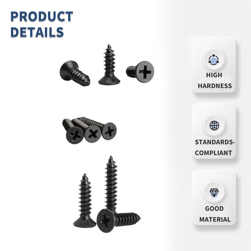QOOSIKICC 360 Pieces Self-Tapping Screws Set, M4 Black Phillips Screws,