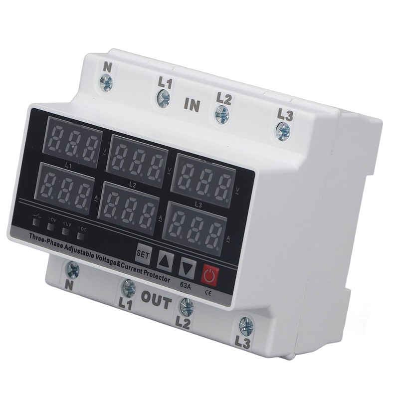 Under Over Voltage Protector 63A 3 Phase 4 Wire Adjustable