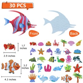 BXI 30 Pcs Ocean Felt Board Story Pieces Set for Toddlers, Preschool & Kindergarten, Precut Felt Marine Life Figures for Preschool Crafts Activity Early Learning Storytelling