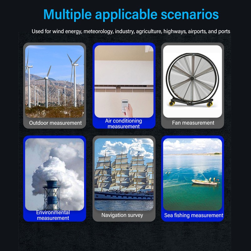 Digital Temperature Wind Speed Meter High Accuracy 5 Units Handheld