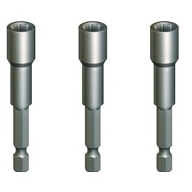 3 x TEK Screw Magnetic Drive BIT - 5/16" x 65mm HEX Socket Driver Hexagonal