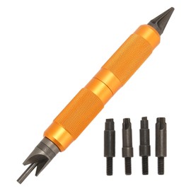 FLEXMAN Double Ended Case Prep Multitool, Reloading Chamfer Deburr Hand Tool with 4 Drill​, Skid Resistances Case Chamfer Deburring Hand Tools