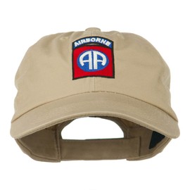 e4Hats.com 82nd Airborne Military Embroidered Pigment Dyed Cotton Cap - Khaki OSFM