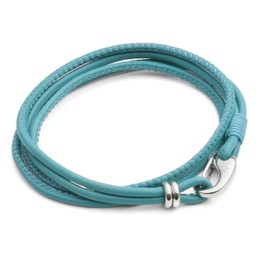 Tribal Steel Women's XL Turquoise Super Soft 4-Stranded Bracelet - Ladies 21cm Leather Bracelet with Stainless Steel Shrimp Clasp