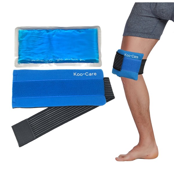 Koo-Care Flexible Gel Ice Pack & Wrap with Elastic Strap for Hot Cold Therapy - Great for Migraine Relief, Sprains, Muscle Pain, Bruises, Injuries (Head, Neck, Arm, Elbow, Knee, Ankle)